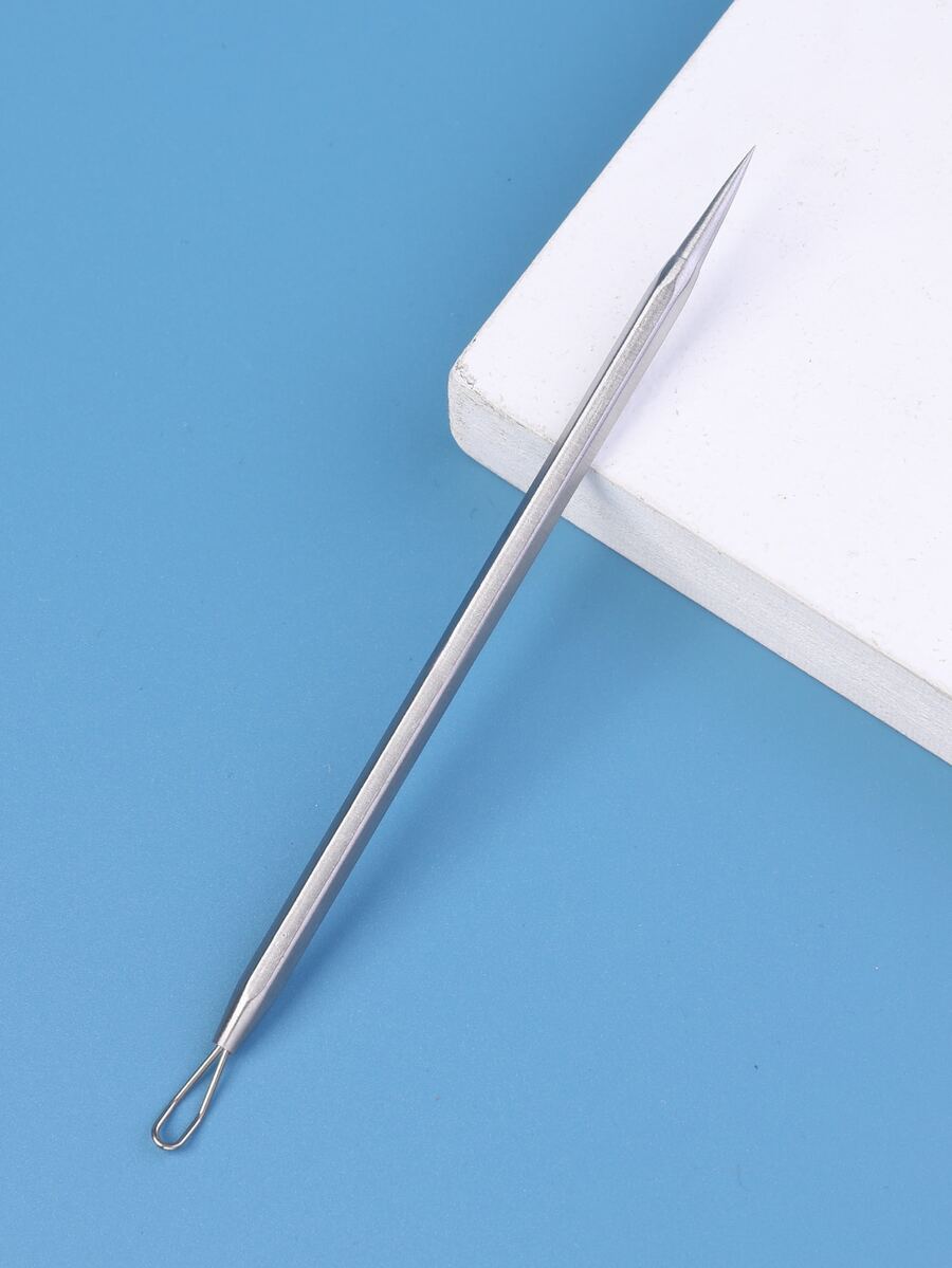 雙頭去黑頭粉刺祛痘工具，1入組不銹鋼粉刺祛痘針，白頭粉刺祛痘皮膚清潔工具 - 銀色 - 查看 1