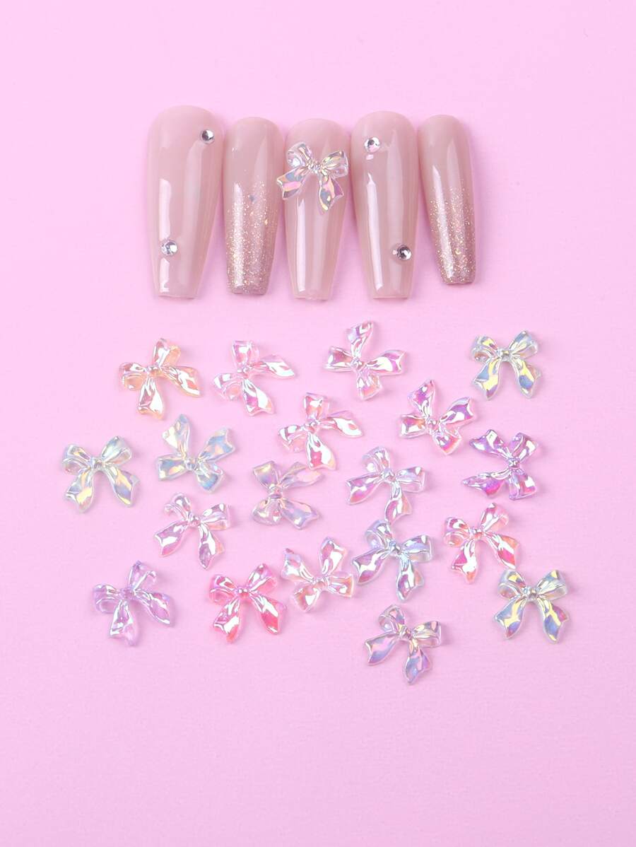 TSZS 20 Cái/bộ Màu Hỗn Hợp Ngẫu Nhiên Nơ Phong Cách Ngọt Ngào Móng Tay Nghệ Thuật Trang Trí DIY Móng Tay Quyến Rũ Móng Đá Quý Đồ Dùng Làm Móng