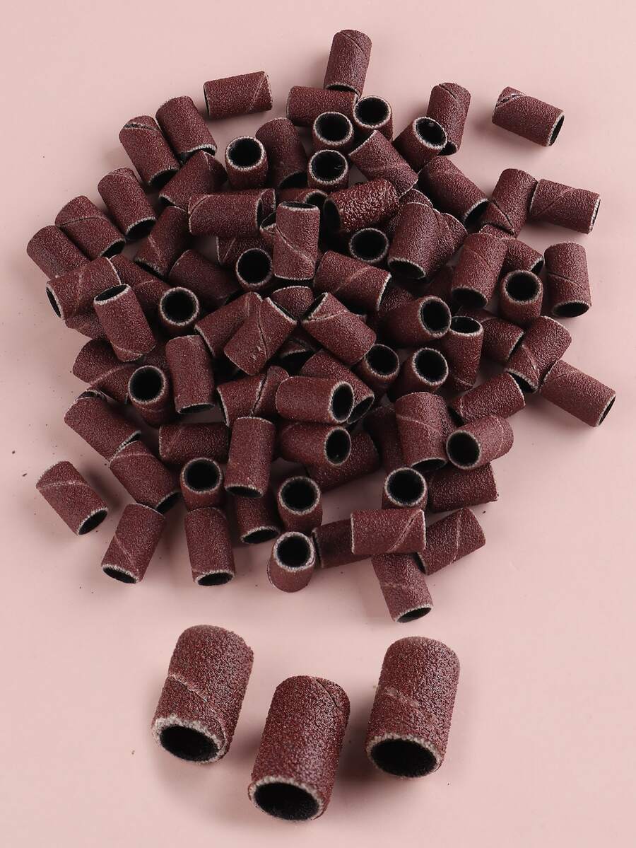 FULL BEAUTY 100入組砂帶專業美甲美甲電動銼刀，用於亞克力指甲美甲修腳指甲鑽砂帶砂環帶磨頭拋光機必備用品 - 巧克力棕 - 查看 1