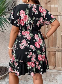 SHEIN Clasi Vestido con estampado floral con encaje bajo con fruncido - Multicolor - Ver 2