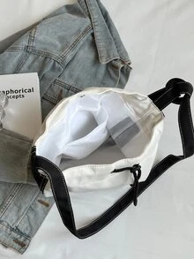Drawstring Design Hobo Bag - White - View 5