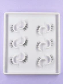 6 cặp mi giả nửa trong suốt kiểu dáng tự nhiên, mềm mại và cong, thời trang cho trang điểm dự tiệc và hàng ngày, mi giả, lông mi, lông mi giả - màu đen - Xem 8