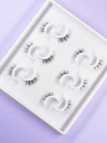 6 cặp mi giả nửa trong suốt kiểu dáng tự nhiên, mềm mại và cong, thời trang cho trang điểm dự tiệc và hàng ngày, mi giả, lông mi, lông mi giả - màu đen - Xem 9