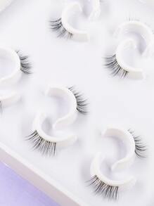 6 cặp mi giả nửa trong suốt kiểu dáng tự nhiên, mềm mại và cong, thời trang cho trang điểm dự tiệc và hàng ngày, mi giả, lông mi, lông mi giả - màu đen - Xem 10