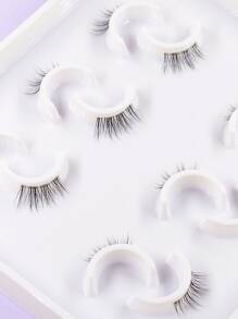 6 cặp mi giả nửa trong suốt kiểu dáng tự nhiên, mềm mại và cong, thời trang cho trang điểm dự tiệc và hàng ngày, mi giả, lông mi, lông mi giả - màu đen - Xem 11