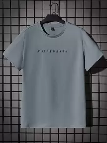 EASEVO Men Plus Letter Graphic Tee - Dusty Blue - View 1