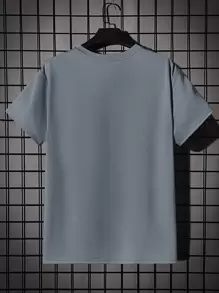 EASEVO Men Plus Letter Graphic Tee - Dusty Blue - View 9