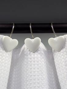 12入組合成樹脂淋浴現代心形浴簾 - 白色 - 查看 4