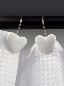 12入組合成樹脂淋浴現代心形浴簾 - 白色 - 查看 5