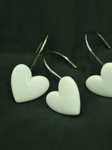 12入組合成樹脂淋浴現代心形浴簾 - 白色 - 查看 7