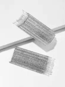 50pcs Disposable Eye Shadow Brushing Beautiful Eyelashes Crystal Rod Swab Sticks Coating Sticks For Grafting Eyelashes Removal Swab Sticks, Fake Eyelashes Cleaning Sticks - Black - View 1