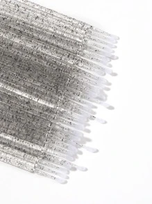 50pcs Disposable Eye Shadow Brushing Beautiful Eyelashes Crystal Rod Swab Sticks Coating Sticks For Grafting Eyelashes Removal Swab Sticks, Fake Eyelashes Cleaning Sticks - Black - View 2