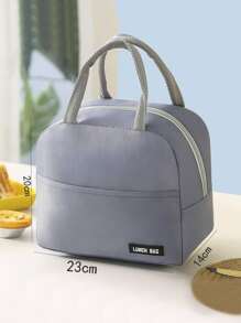 1pc Pink Lunch Bag, Polyester Food Bag For Office Work School - Pink - View 4