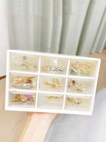 1pc Plastic Jewelry Storage Box, Minimalist White Drawer Design Desktop Storage Box For Home - White - View 2