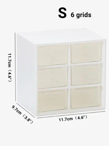1pc Plastic Jewelry Storage Box, Minimalist White Drawer Design Desktop Storage Box For Home - White - View 3