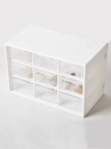 1pc Plastic Jewelry Storage Box, Minimalist White Drawer Design Desktop Storage Box For Home - White - View 4