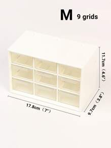 1pc Plastic Jewelry Storage Box, Minimalist White Drawer Design Desktop Storage Box For Home - White - View 5