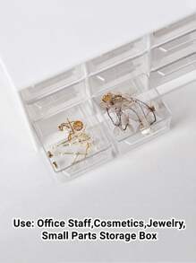 1pc Plastic Jewelry Storage Box, Minimalist White Drawer Design Desktop Storage Box For Home - White - View 6