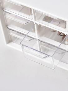 1pc Plastic Jewelry Storage Box, Minimalist White Drawer Design Desktop Storage Box For Home - White - View 9