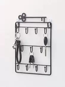 1入組鐵黑色極簡多功能牆面掛鉤 - 黑色 - 查看 1