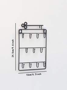 1入組鐵黑色極簡多功能牆面掛鉤 - 黑色 - 查看 6