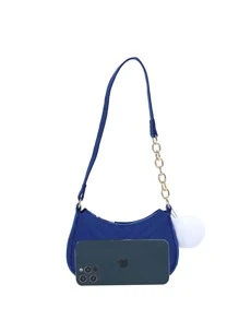 鋸齒紋細節鏈條裝飾毛氈流浪包附包飾