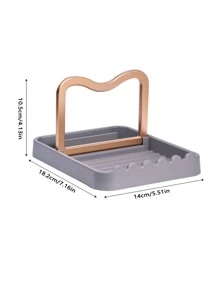 1pc Plastic Pot Lid Holder, Minimalist Two Tone Foldable Pot Lid Storage Rack For Kitchen - Grey - View 3