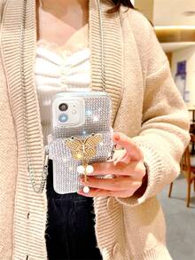Ốp lưng điện thoại đính kim cương giả có dây đeo chéo - Nhiều màu - Xem 2