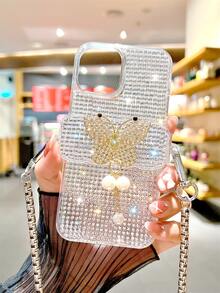 Ốp lưng điện thoại đính kim cương giả có dây đeo chéo - Nhiều màu - Xem 3