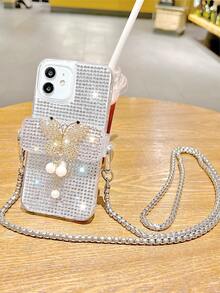 Ốp lưng điện thoại đính kim cương giả có dây đeo chéo - Nhiều màu - Xem 5