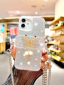 Ốp lưng điện thoại đính kim cương giả có dây đeo chéo - Nhiều màu - Xem 6