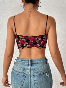 SHEIN Privé 印花木耳邊吊帶短上衣 - 彩色 - 查看 2