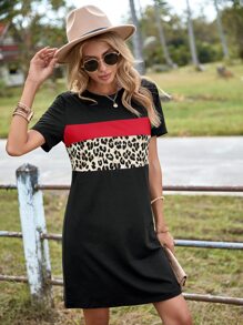 SHEIN LUNE Đầm Khối Màu In hoa Báo Giải trí - Đỏ - Xem 5