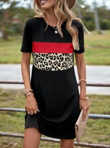 SHEIN LUNE Đầm Khối Màu In hoa Báo Giải trí - Đỏ - Xem 6