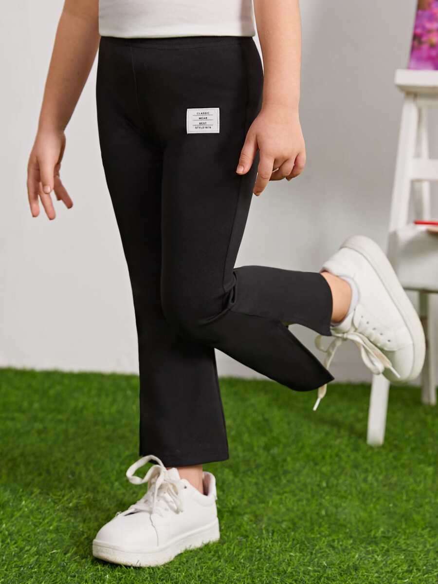 SHEIN 小女童字母貼布喇叭褲