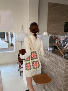Floral Pattern Straw Bag - Multicolor - View 2
