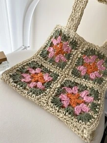 Floral Pattern Straw Bag - Multicolor - View 3