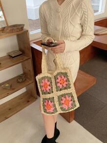 Floral Pattern Straw Bag - Multicolor - View 5