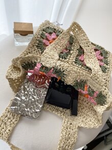 Floral Pattern Straw Bag - Multicolor - View 7