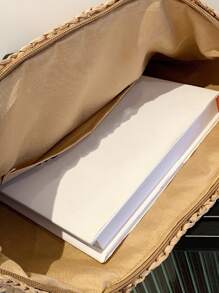 Minimalist Straw Bag - Beige - View 4