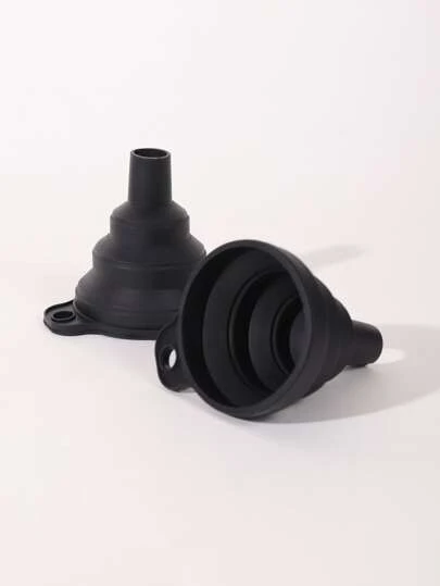 1入組可折疊矽膠漏斗廚房用經典黑色廚房漏斗