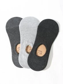 3pairs Men Solid Invisible Socks - Multicolor - View 1