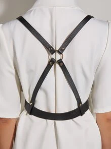 Metal Buckle Harness Belt - Black - View 2