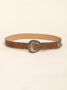 Scroll Pattern Belt - Brown - View 2
