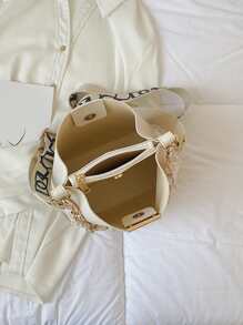 絲巾裝飾方包 - 米色 - 查看 4