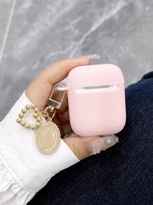 情人节粉色仿珍珠心形吊坠盒兼容 AirPods 兼容 Airpods1/2 AirPods Pro Kawaii