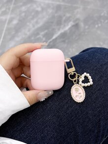 情人节粉色仿珍珠心形吊坠盒兼容 AirPods 兼容 Airpods1/2 AirPods Pro Kawaii