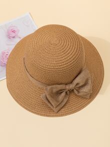 Bow Decor Straw Hat - Khaki - View 2
