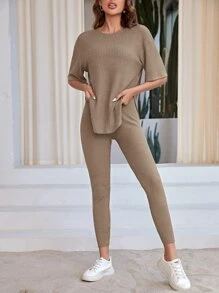 SHEIN LUNE Drop Shoulder Tee & Leggings