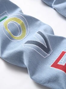 Men Letter Embroidery Skinny Jeans - Light Wash - View 5